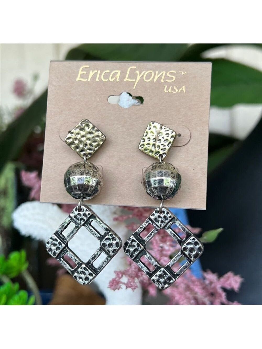 Antiqued Gold Silver Dangle Erica Lyons Fashion Earrings $16ea / 3 for $25